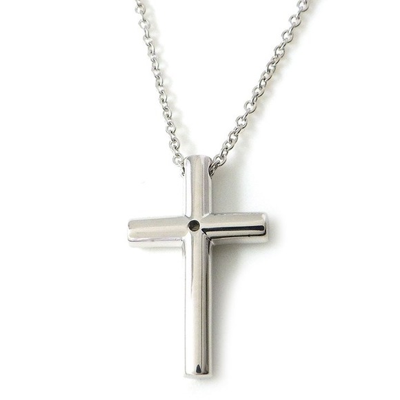 Tiffany Cross Diamond Necklace White Gold - Picture 2 of 7